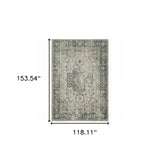 10' X 13' Blue and Gray Oriental Power Loom Area Rug - Homeroots - Flyclothing LLC