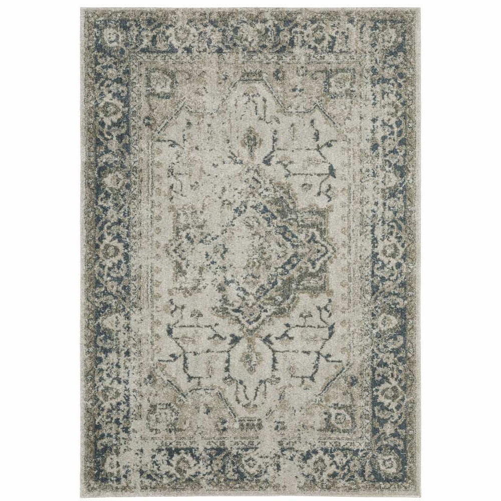 10' X 13' Blue and Gray Oriental Power Loom Area Rug - Homeroots - Flyclothing LLC