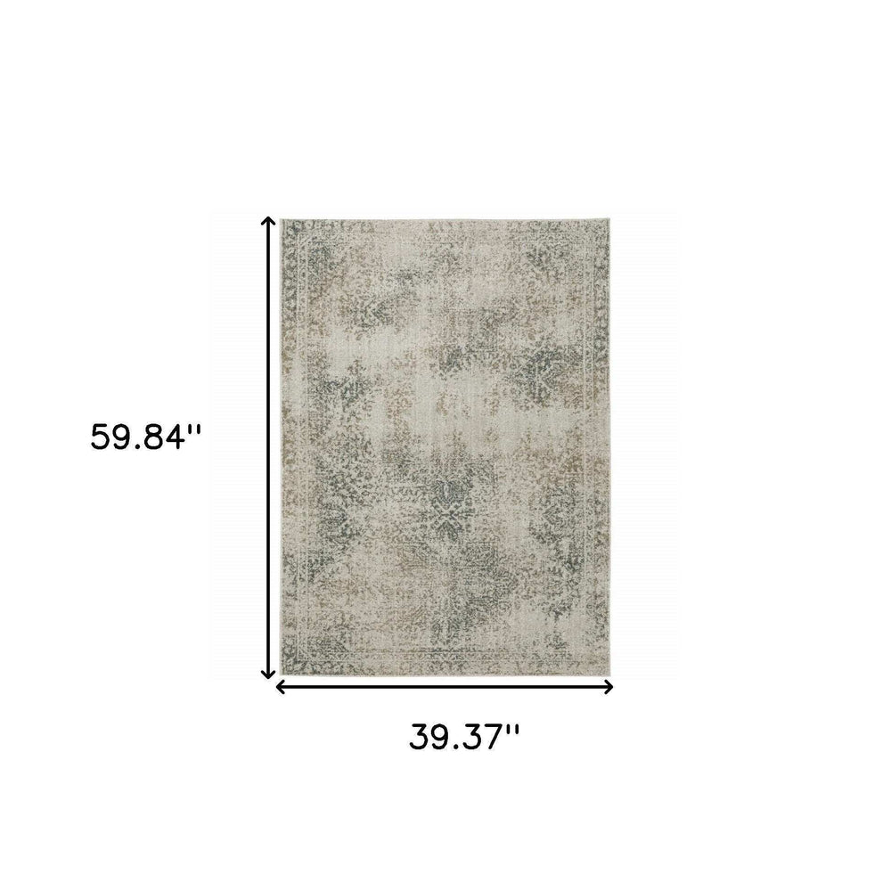 3' X 5' Gray Oriental Power Loom Area Rug - Homeroots - Flyclothing LLC