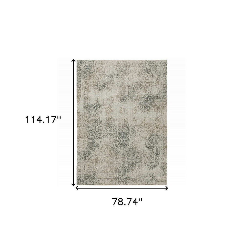 7' X 10' Gray Oriental Power Loom Area Rug - Homeroots - Flyclothing LLC