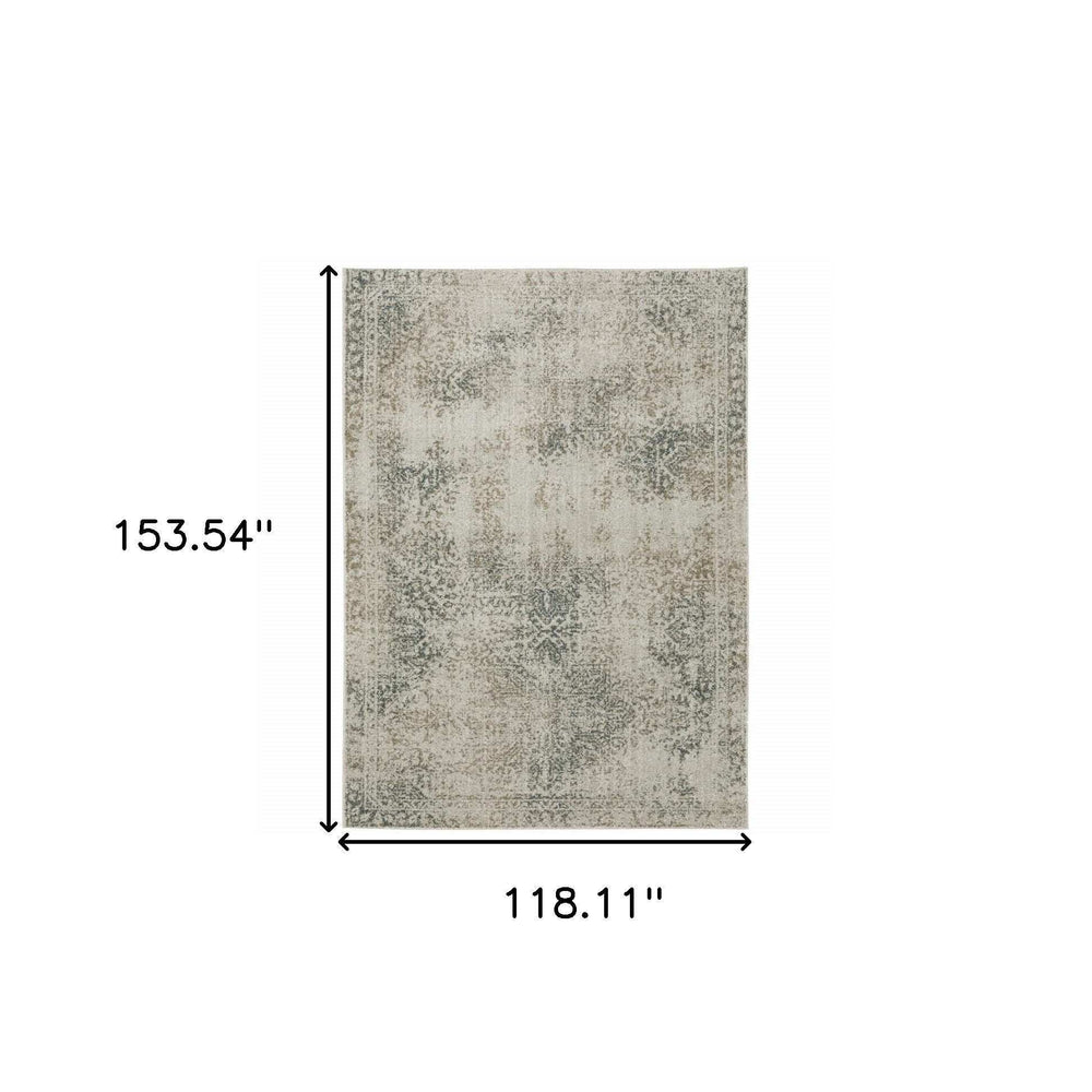 10' X 13' Gray Oriental Power Loom Area Rug - Homeroots - Flyclothing LLC