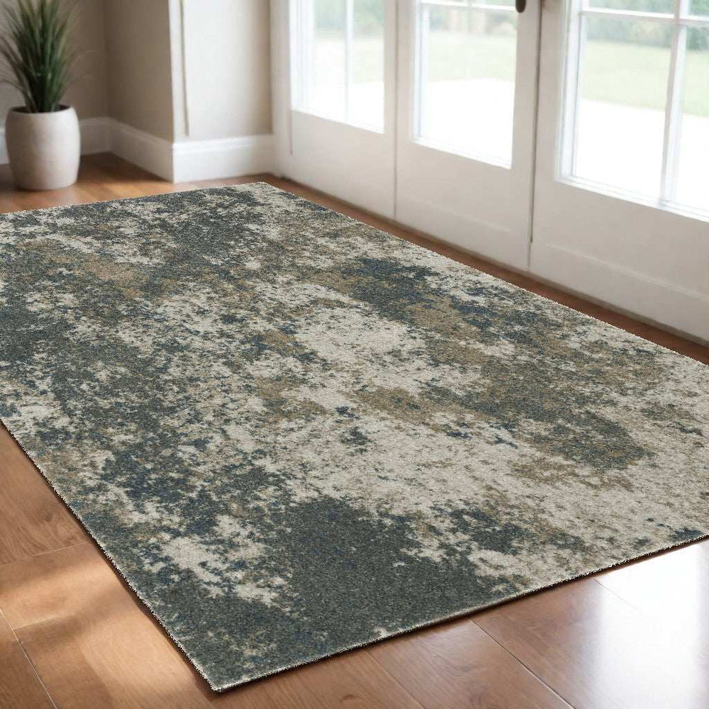 3' X 5' Tan and Gray Abstract Power Loom Area Rug - Homeroots - Flyclothing LLC