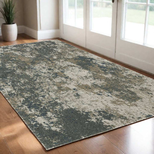 3' X 5' Tan and Gray Abstract Power Loom Area Rug - Homeroots - Flyclothing LLC