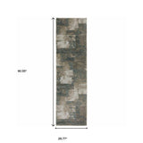 8' Runner Teal Blue Geometric Power Loom Runner Rug - Homeroots - Flyclothing LLC