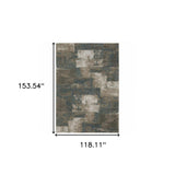 10' X 13' Teal Blue Geometric Power Loom Area Rug - Homeroots - Flyclothing LLC