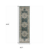8' Runner Blue and Beige Oriental Power Loom Runner Rug - Homeroots - Flyclothing LLC