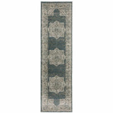 8' Runner Blue and Beige Oriental Power Loom Runner Rug - Homeroots - Flyclothing LLC