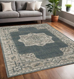 5' X 8' Blue and Beige Oriental Power Loom Area Rug - Homeroots - Flyclothing LLC