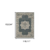 10' X 13' Blue and Beige Oriental Power Loom Area Rug - Homeroots - Flyclothing LLC