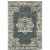 10' X 13' Blue and Beige Oriental Power Loom Area Rug - Homeroots - Flyclothing LLC