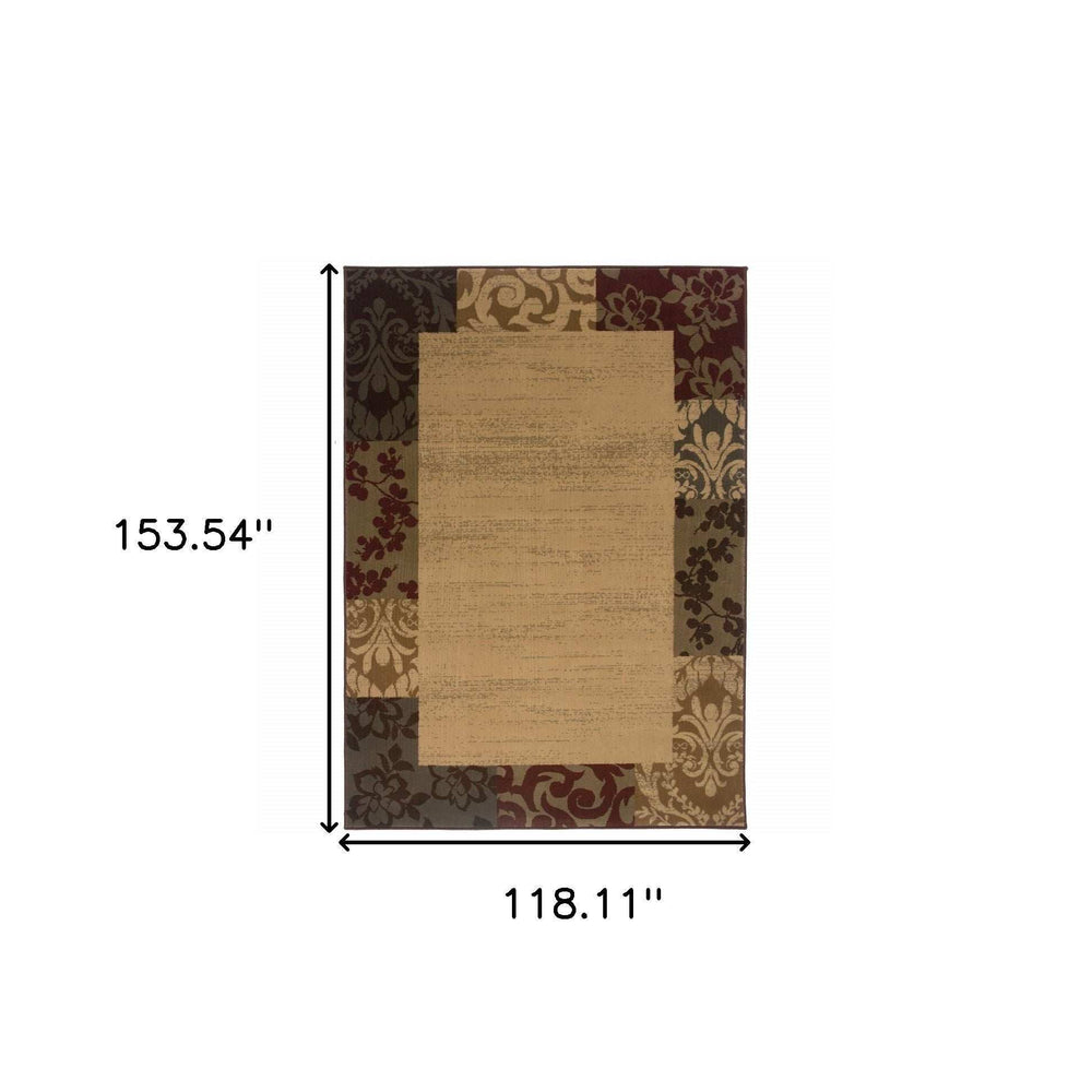 10' X 13' Beige Red Green Gold And Grey Abstract Power Loom Stain Resistant Area Rug - Homeroots - Flyclothing LLC