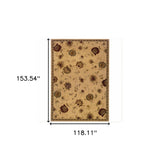 10' X 13' Ivory Green Brown Blue And Rust Floral Power Loom Stain Resistant Area Rug - Homeroots - Flyclothing LLC