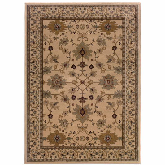 10' X 13' Ivory Oriental Power Loom Stain Resistant Area Rug - Homeroots - Flyclothing LLC