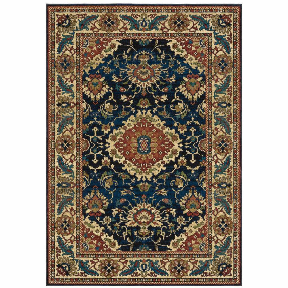 10' X 13' Blue Red And Beige Oriental Power Loom Stain Resistant Area Rug - Homeroots - Flyclothing LLC