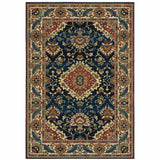 10' X 13' Blue Red And Beige Oriental Power Loom Stain Resistant Area Rug - Homeroots - Flyclothing LLC