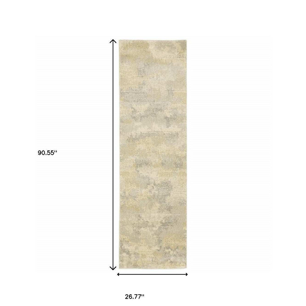 2' X 8' Grey Ivory Beige And Taupe Abstract Power Loom Stain Resistant Runner Rug - Homeroots - Flyclothing LLC