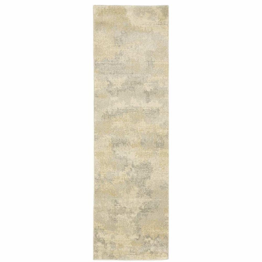 2' X 8' Grey Ivory Beige And Taupe Abstract Power Loom Stain Resistant Runner Rug - Homeroots - Flyclothing LLC