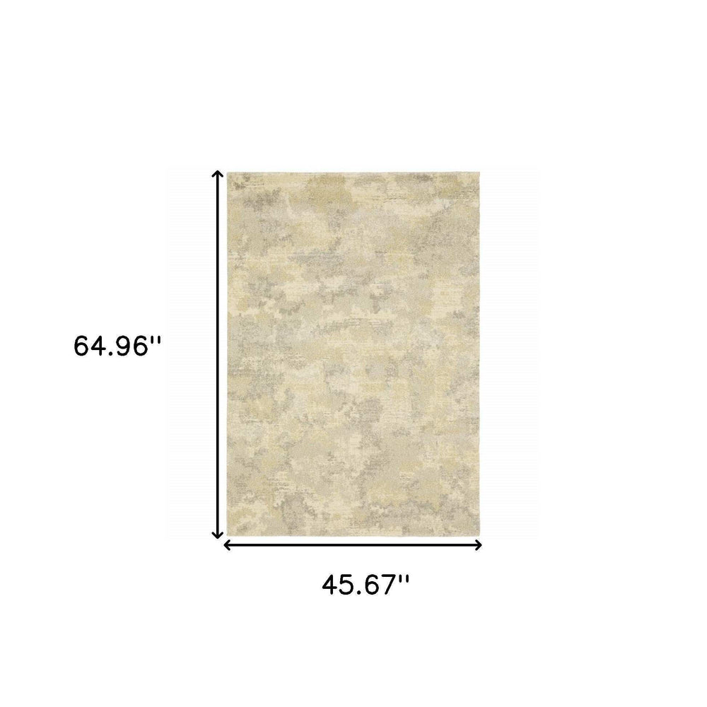 3' X 5' Grey Ivory Beige And Taupe Abstract Power Loom Stain Resistant Area Rug - Homeroots - Flyclothing LLC