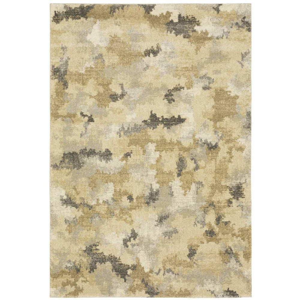 3' X 5' Beige Grey And Gold Abstract Power Loom Stain Resistant Area Rug - Homeroots - Flyclothing LLC