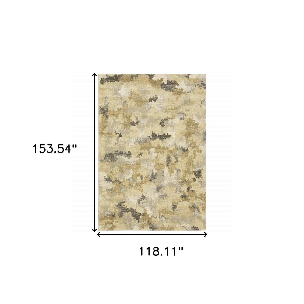 10' X 13' Beige Grey And Gold Abstract Power Loom Stain Resistant Area Rug - Homeroots - Flyclothing LLC