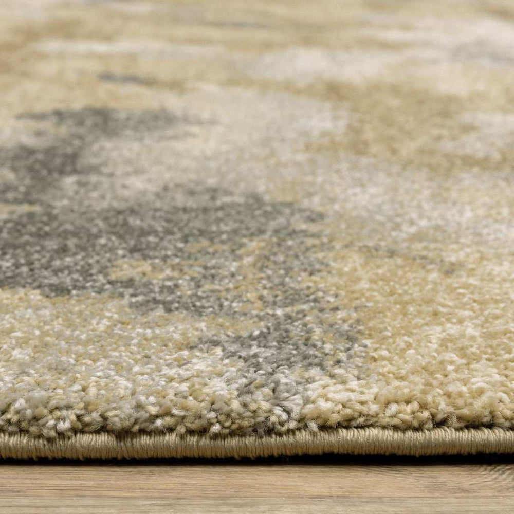 10' X 13' Beige Grey And Gold Abstract Power Loom Stain Resistant Area Rug - Homeroots - Flyclothing LLC
