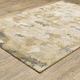 10' X 13' Beige Grey And Gold Abstract Power Loom Stain Resistant Area Rug - Homeroots - Flyclothing LLC
