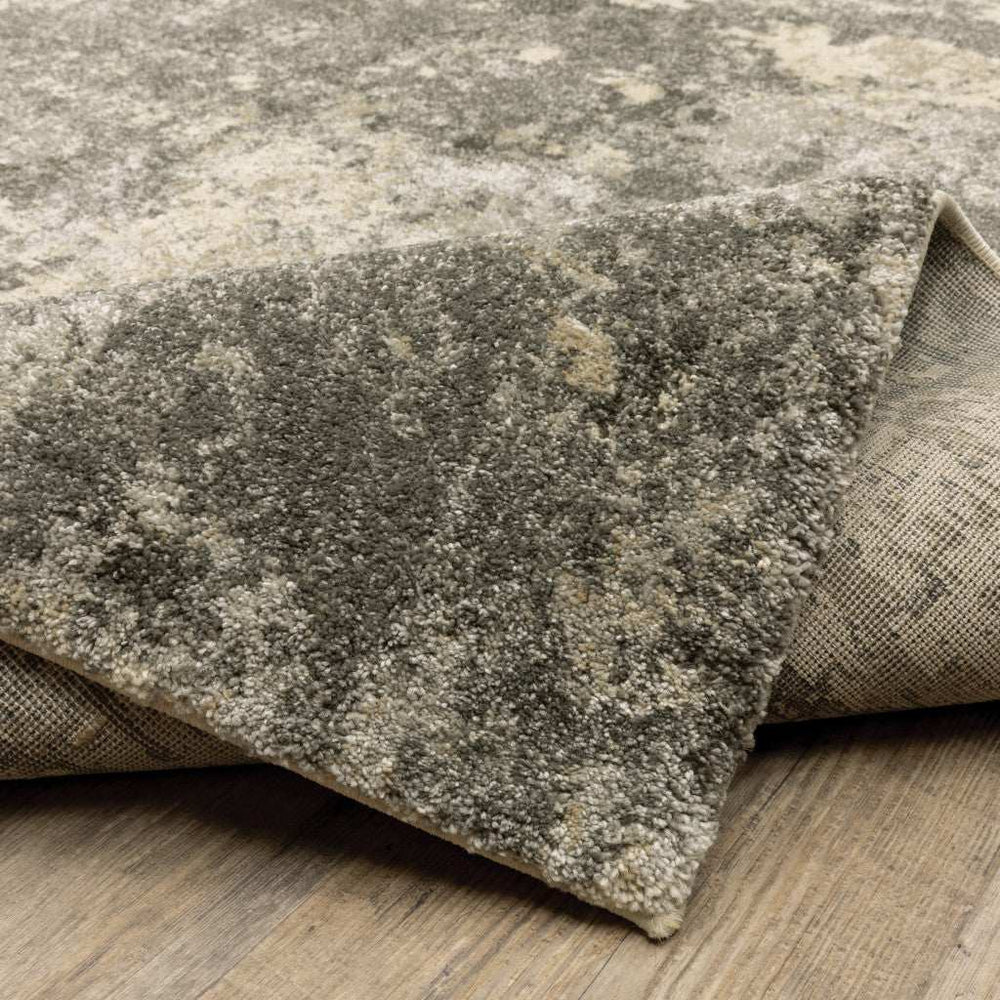 2' X 8' Charcoal Grey Beige And Tan Abstract Power Loom Stain Resistant Runner Rug - Homeroots - Flyclothing LLC