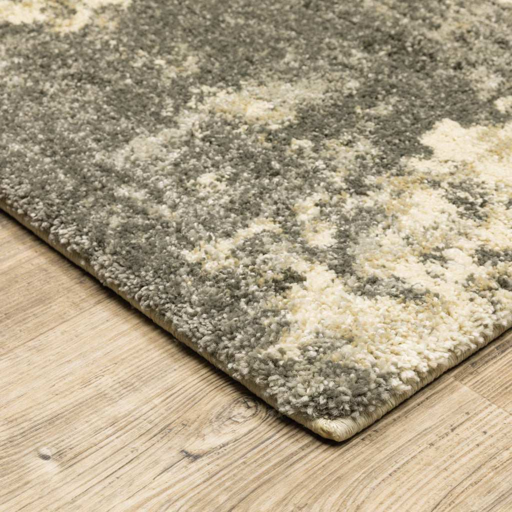 8' X 11' Charcoal Grey Beige And Tan Abstract Power Loom Stain Resistant Area Rug - Homeroots - Flyclothing LLC