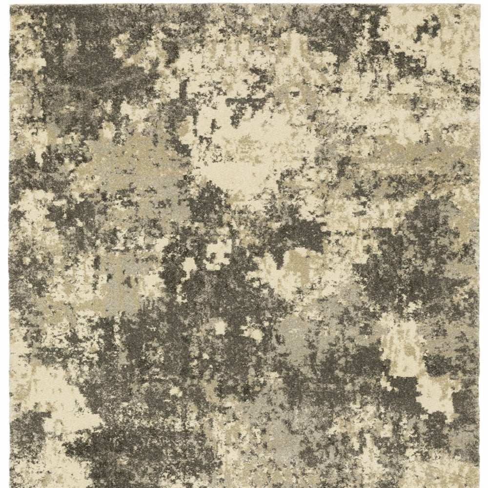 10' X 13' Charcoal Grey Beige And Tan Abstract Power Loom Stain Resistant Area Rug - Homeroots - Flyclothing LLC