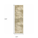 8' Beige and Gold Abstract Power Loom Runner Rug - Homeroots - Flyclothing LLC