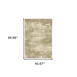 4' X 5' Beige and Gold Abstract Power Loom Area Rug - Homeroots - Flyclothing LLC