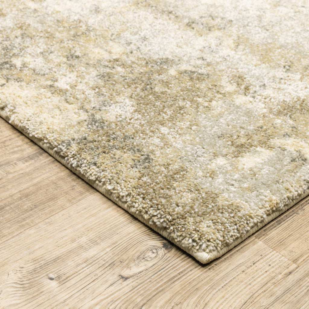 4' X 5' Beige and Gold Abstract Power Loom Area Rug - Homeroots - Flyclothing LLC