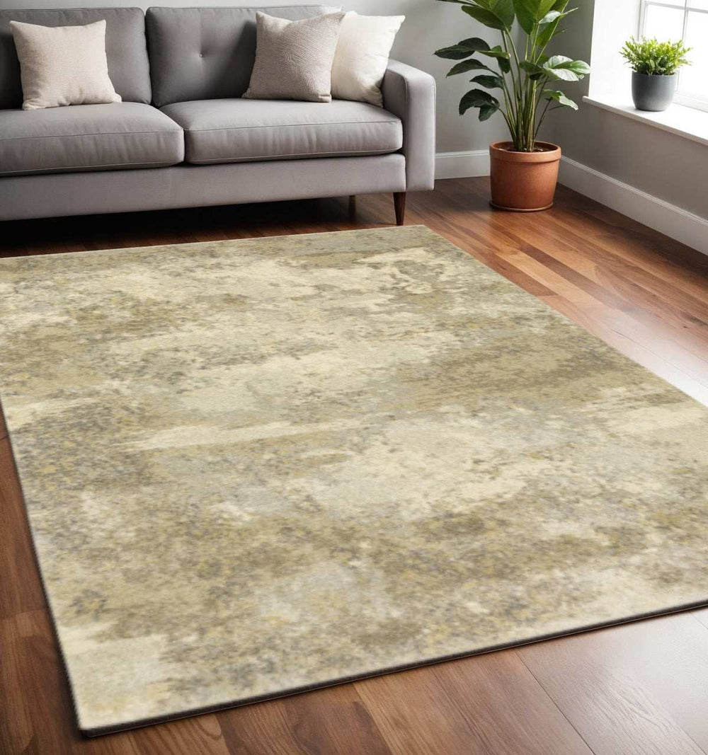 5' X 8' Beige and Gold Abstract Power Loom Area Rug - Homeroots - Flyclothing LLC