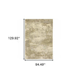 8' X 11' Beige and Gold Abstract Power Loom Area Rug - Homeroots - Flyclothing LLC