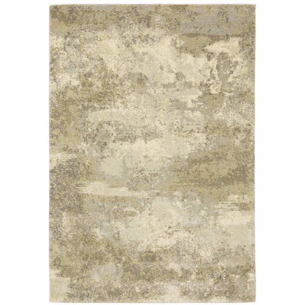 10' X 13' Beige and Gold Abstract Power Loom Area Rug - Homeroots - Flyclothing LLC