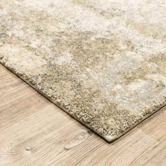 10' X 13' Beige and Gold Abstract Power Loom Area Rug - Homeroots - Flyclothing LLC