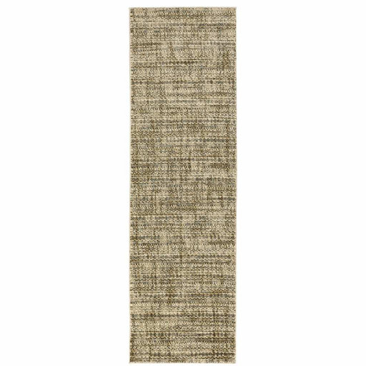 2' X 8' Beige Brown Tan And Blue Green Abstract Power Loom Stain Resistant Runner Rug - Homeroots - Flyclothing LLC