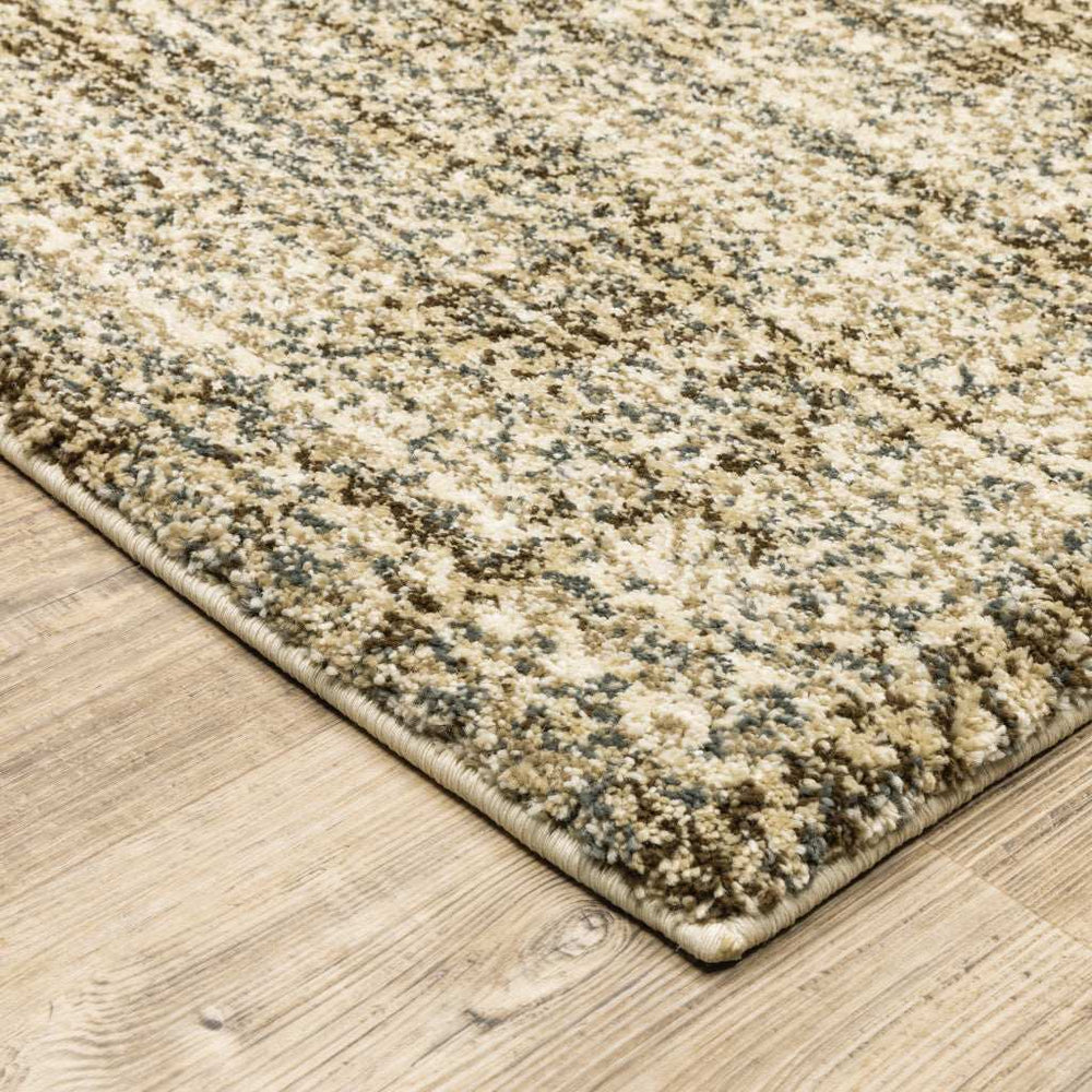 5' X 8' Beige Brown Tan And Blue Green Abstract Power Loom Stain Resistant Area Rug - Homeroots - Flyclothing LLC