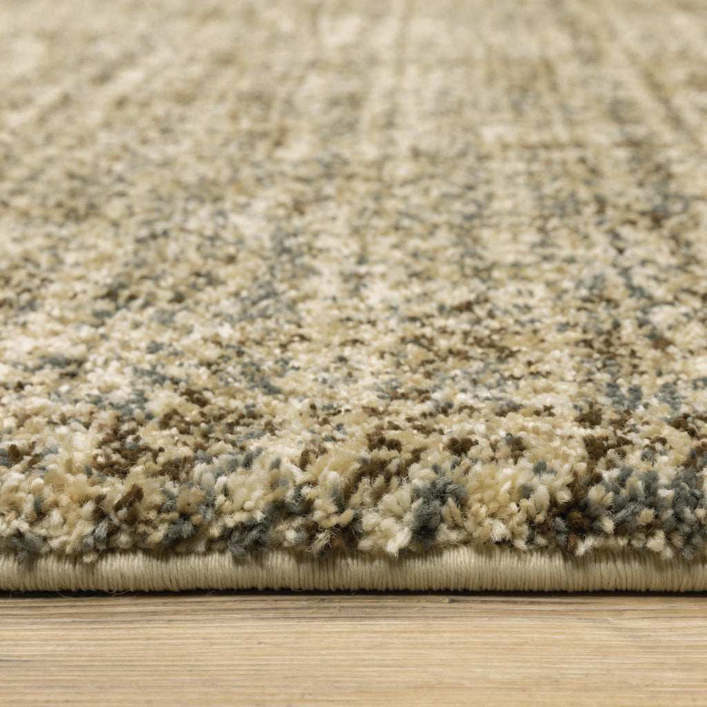 10' X 13' Beige Brown Tan And Blue Green Abstract Power Loom Stain Resistant Area Rug - Homeroots - Flyclothing LLC