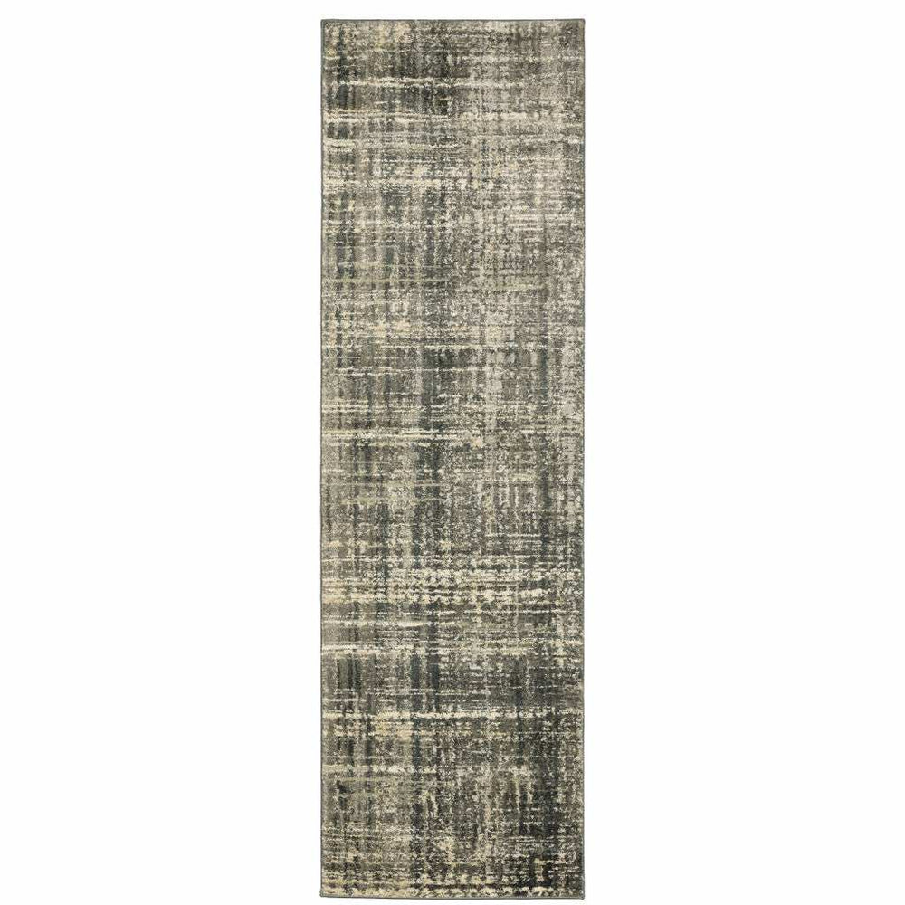 2' X 8' Charcoal Grey Beige And Tan Abstract Power Loom Stain Resistant Runner Rug - Homeroots - Flyclothing LLC