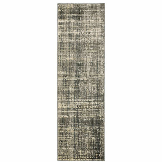 2' X 8' Charcoal Grey Beige And Tan Abstract Power Loom Stain Resistant Runner Rug - Homeroots - Flyclothing LLC