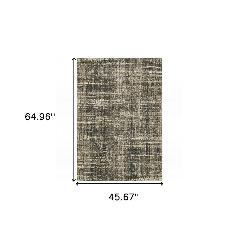 3' X 5' Charcoal Grey Beige And Tan Abstract Power Loom Stain Resistant Area Rug - Homeroots - Flyclothing LLC