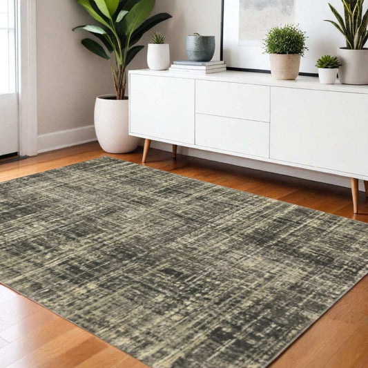 3' X 5' Charcoal Grey Beige And Tan Abstract Power Loom Stain Resistant Area Rug - Homeroots - Flyclothing LLC