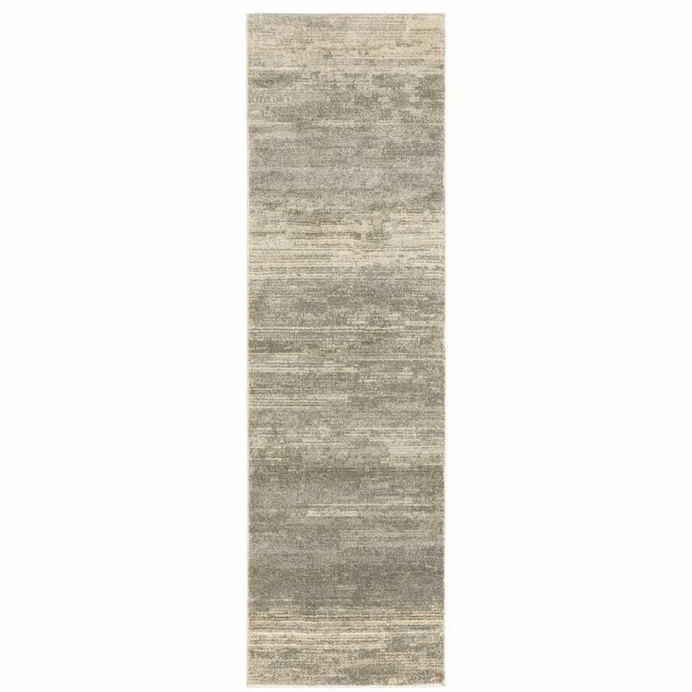 2' X 8' Grey Beige And Tan Abstract Power Loom Stain Resistant Runner Rug - Homeroots - Flyclothing LLC