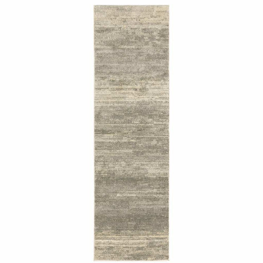 2' X 8' Grey Beige And Tan Abstract Power Loom Stain Resistant Runner Rug - Homeroots - Flyclothing LLC