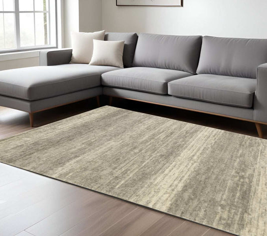 8' X 11' Grey Beige And Tan Abstract Power Loom Stain Resistant Area Rug - Homeroots - Flyclothing LLC