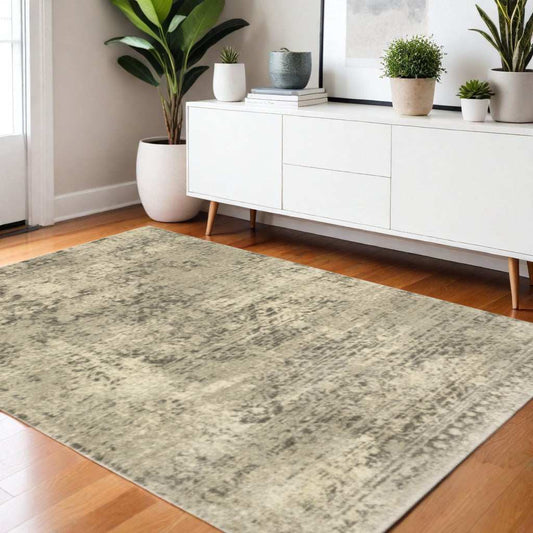 3' X 5' Grey Ivory Beige And Taupe Oriental Power Loom Stain Resistant Area Rug - Homeroots - Flyclothing LLC
