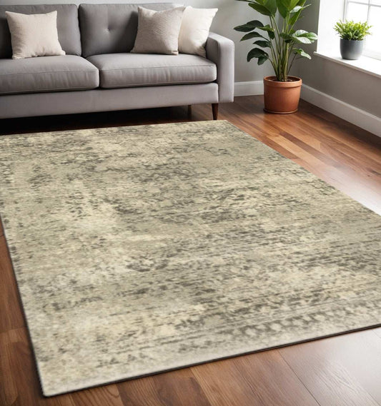 5' X 8' Grey Ivory Beige And Taupe Oriental Power Loom Stain Resistant Area Rug - Homeroots - Flyclothing LLC