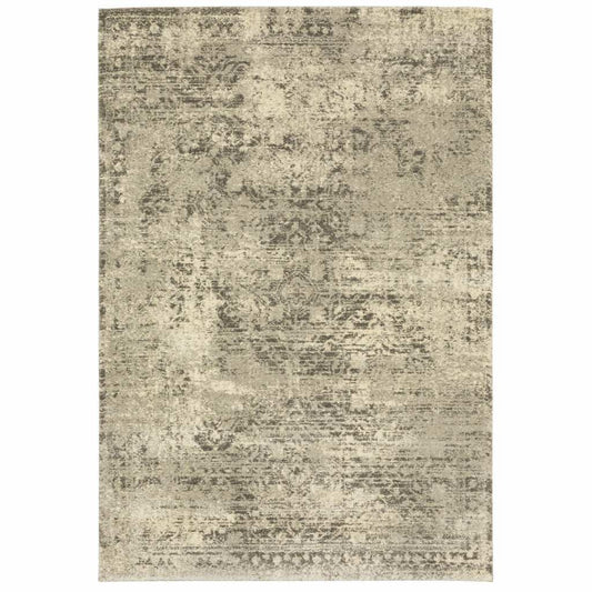 10' X 13' Grey Ivory Beige And Taupe Oriental Power Loom Stain Resistant Area Rug - Homeroots - Flyclothing LLC