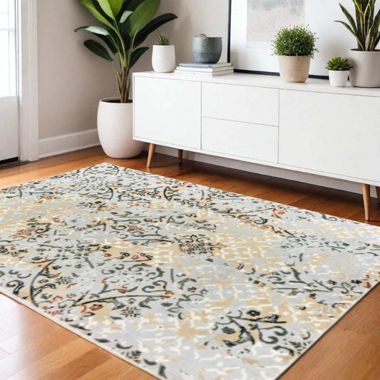 4' X 6' Grey And Gold Abstract Power Loom Stain Resistant Area Rug - Homeroots - Flyclothing LLC